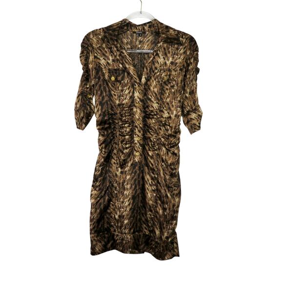 Y2k Xoxo Long Sleeve Button Down Leopard Print Dress Small - Picture 2 of 5